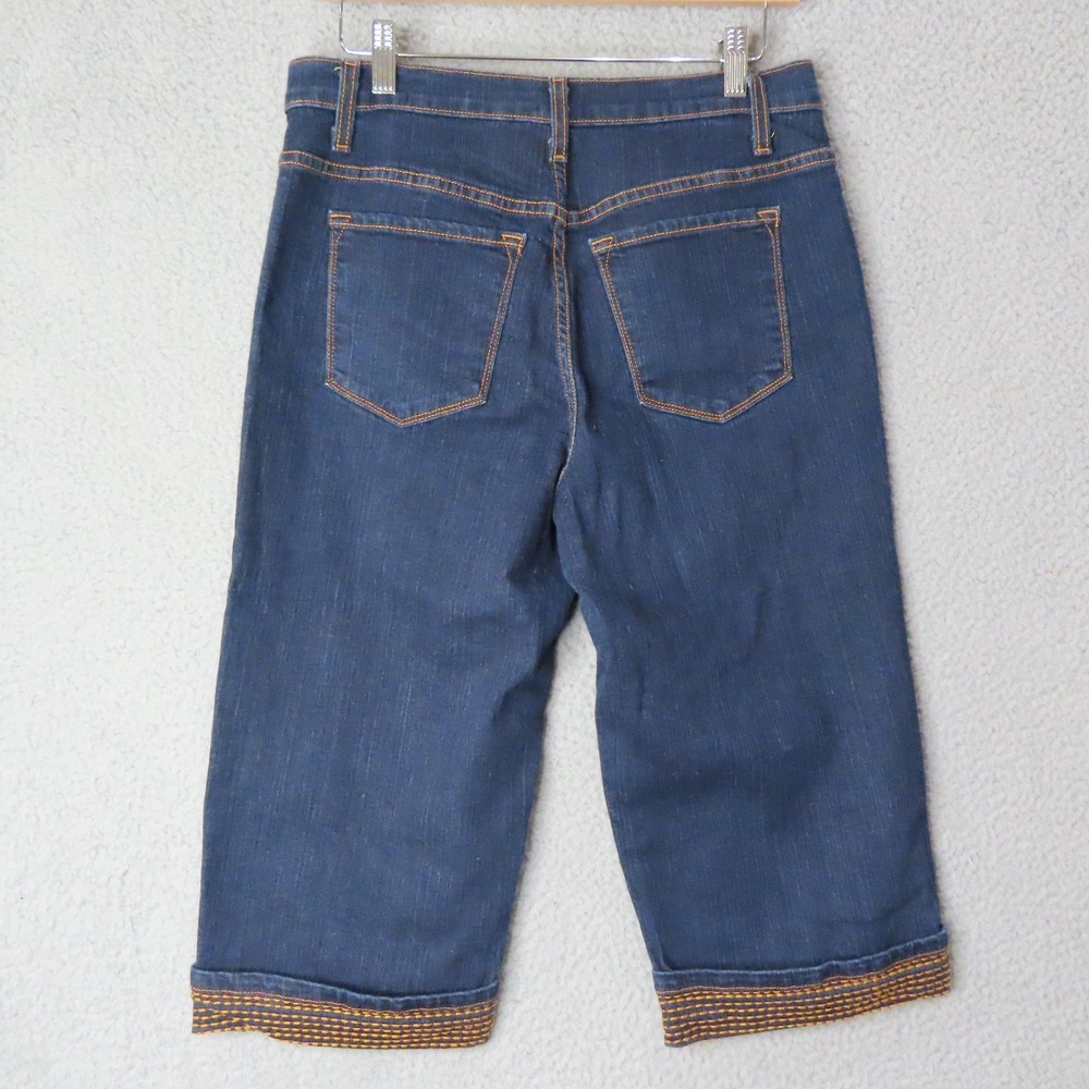 NYDJ‎ Tummy Tuck Dark Wash Capri Cropped Jeans Womens 12 Y2K Stretch Denim USA - Picture 4 of 12